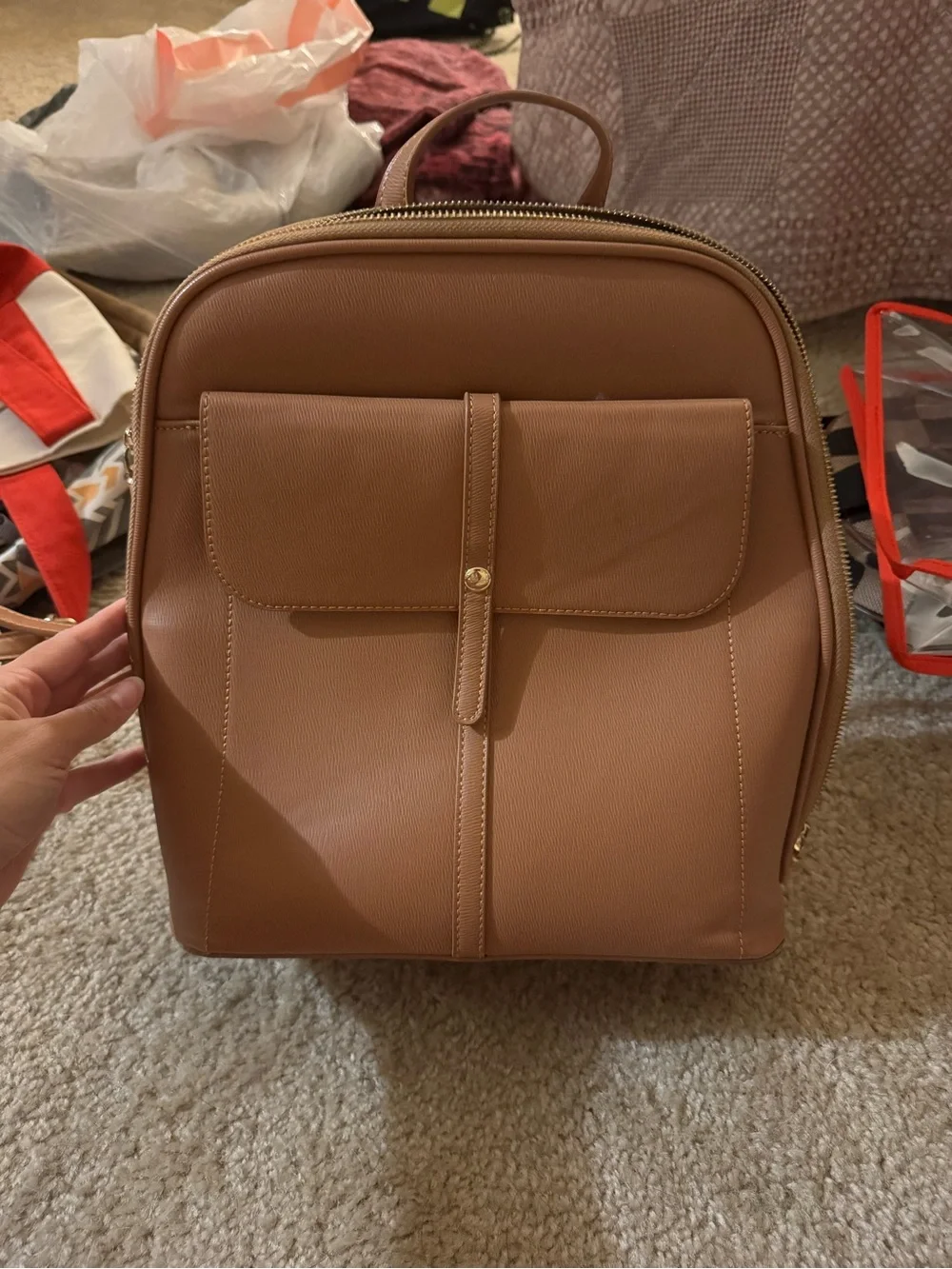 Tan Leather Backpack - Classic Casual Carry